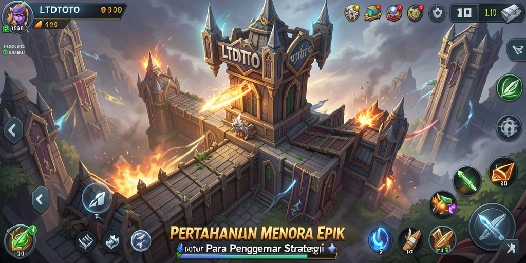 Screenshot menampilkan gameplay Tower Defense yang seru dan menantang.